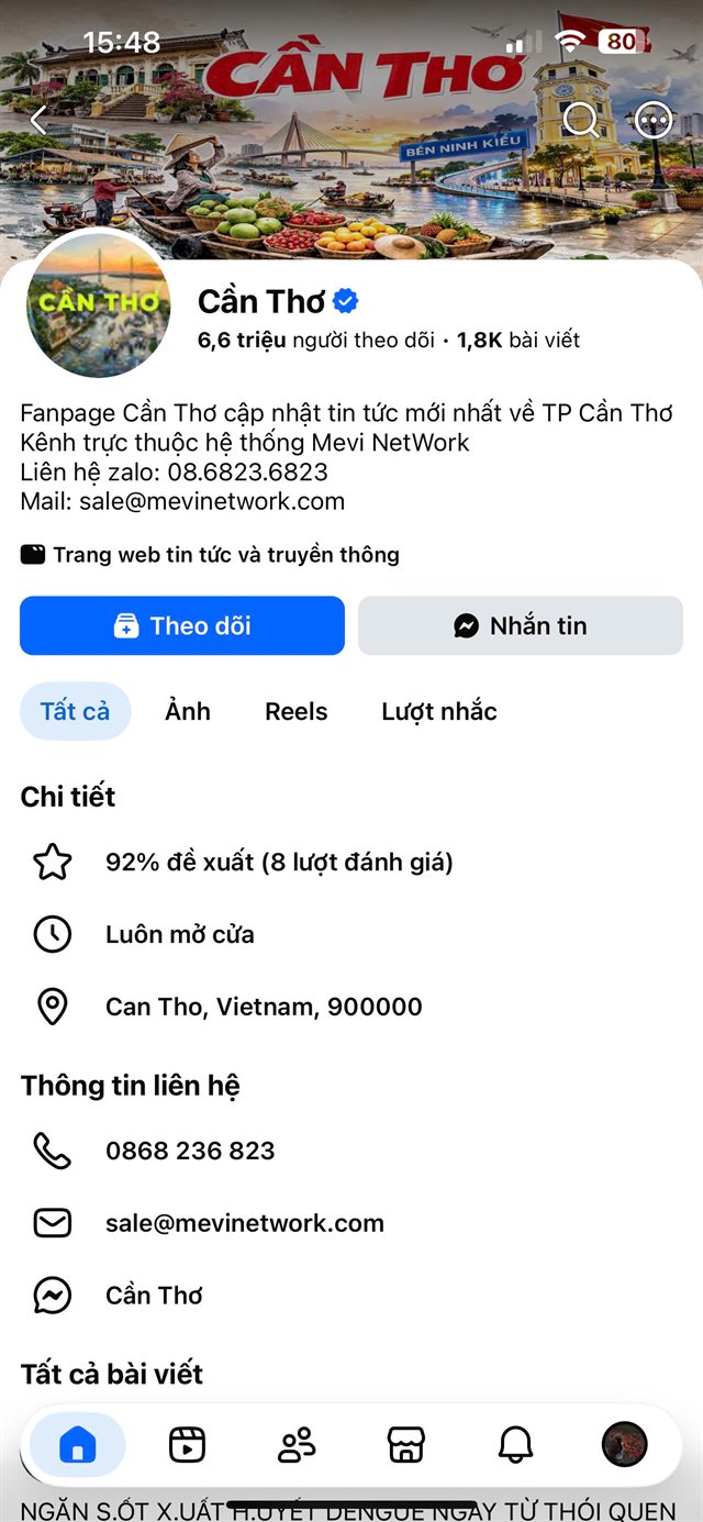 Fanpage Cần Thơ - 6.6M Follower
