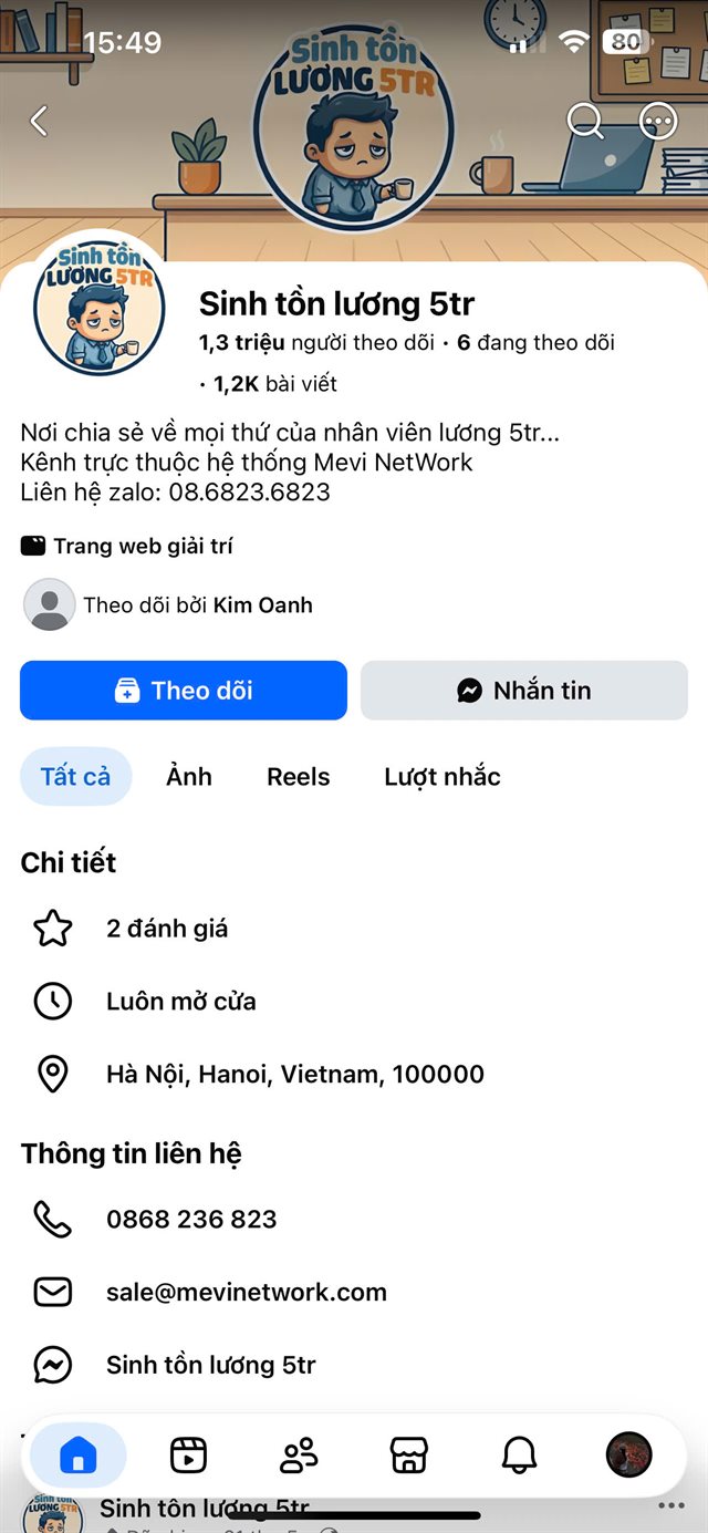 Fanpage Sinh Tồn Lương 5Tr - 1.3M Follower